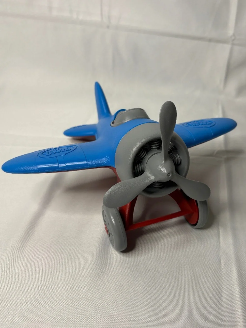 Green Toys 9” Blue Airplane with Propeller Wheels 100% Recycled Plastic Toy USA